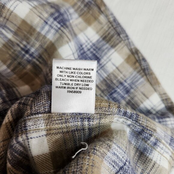 Solaris Shirt Men's Tall Man Cream White  Plaid ButtonUp Long Sleeve Size XLT 14 - Picture 10 of 15